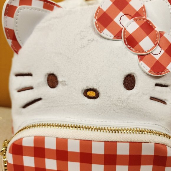 Loungefly Sanrio Hello Kitty Gingham Cosplay Mini Backpack Plush NEW - Picture 2 of 13